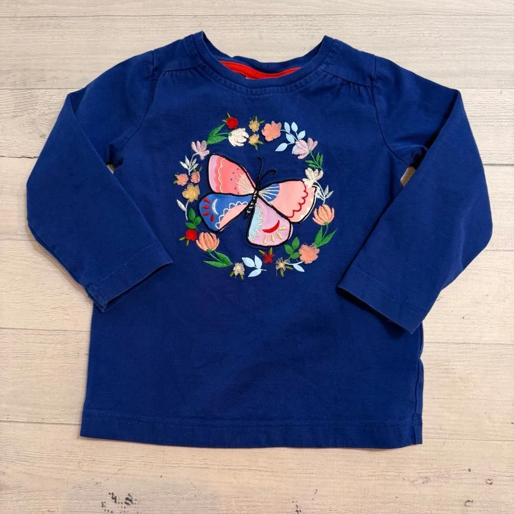 Hanna Andersson girls butterfly long sleeve‎ shirt 90/3